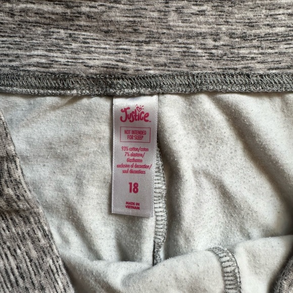 Justice Gray Girls Juniors Cropped Leggings Size 18 Sweatpants Soft Capri - Picture 4 of 10